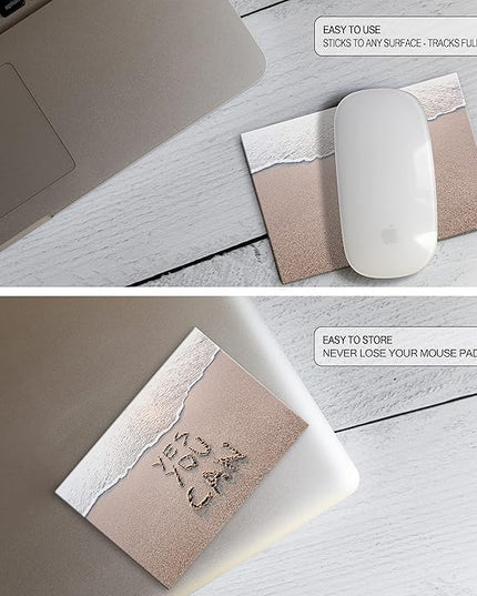 Mouse Pad Adhesive Bottom - Sticks to Any Surface - Portable - Webcam Covers and Screen Cleaner Included (YES You CAN)