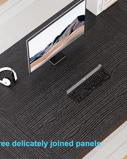 HSH Extra Long Black Computer Desk, 78 inch Large Home Office 2 person Desk, Industrial Metal Wood double Desk for Executive Work Writing Study, Modern Black Bedroom Living Room PC Laptop Gaming Table