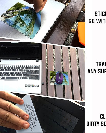 Adhesive Mouse Pad - Peel and Sticks to Any Surface - Travel Mouse Pad, Sticky for Any Surface - Excellent Tracking - Beach Palms in The Sand
