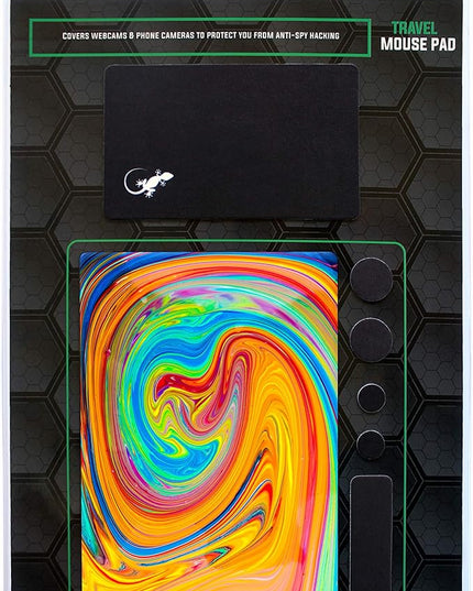 Mouse Pad Adhesive Bottom - Sticks to Any Surface - Portable - Webcam Covers and Screen Cleaner Included (Color Swirl)