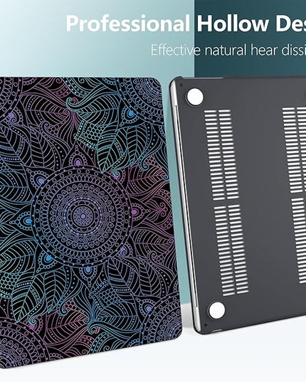 DONGKE for M4 MacBook Air 13.6 Inch Case 2025 2024 2023 2022 Model A3240 A3113 A2681 M3 M2 Chip, Plastic Hard Shell Case Cover with Touch ID for MacBook Air 13 Inch M4 - Colorful Mandala