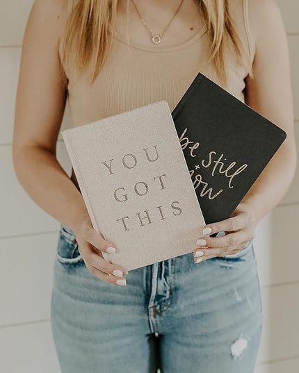 Sweet Water Decor Cute Motivational Lined Composition Notebook for Women, 100 Ruled Pages for Writing, Diary with Fabric Inspirational Cover (You Got This)