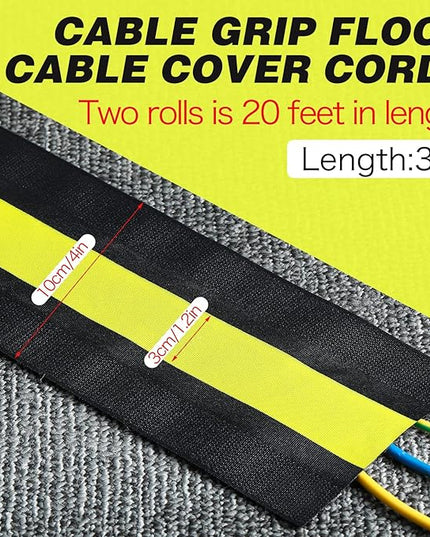 WILLBOND Carpet Cord Cover Cable Protector Floor Cover Cable Protector Management Only for Commercial Office Carpet(19.69 ft,Black and Yellow)