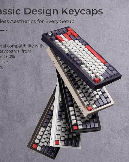 XVX Shine Through Keycaps -133 Keys Cherry Profile Double Shot PBT Keycaps Compatible for 60%/75%/100% Retro Gaming Mechanical Keyboard-Vintage Red