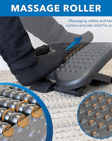 Mount-It! Ergonomic Under Desk Footrest | Massaging Foot Support for Foot Comfort | Office Tilting Footrest with 3-Level Height Adjustment Against Swelling