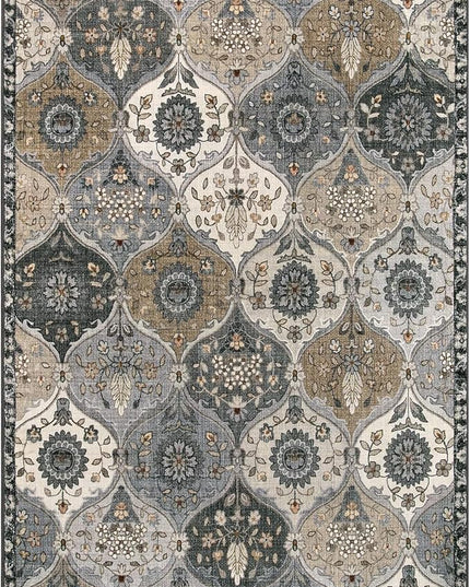 Lahome Moroccan Trellis Washable Area Rugs, 3x5 Rug for Bedroom Entryway Indoor Non-Slip, Small Oriental Accent Carpet for Living Room Kitchen Bathroom Office, Grey