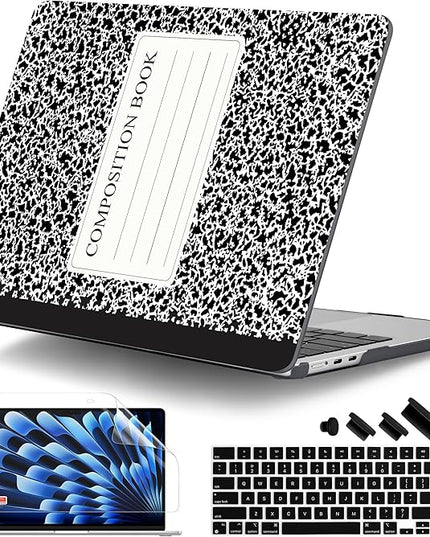 DONGKE for M4 MacBook Air 13.6 Inch Case 2025 2024 2023 2022 Model A3240 A3113 A2681 M3 M2 Chip, Plastic Hard Shell Case Cover with Touch ID for MacBook Air 13 Inch M4 - Composition Book