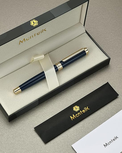 MCNTEIK 317 Fountain Pen,Stunning Luxury Piano Lacquer,18K Gilded Nib(Fine),Gorgeous 24K Gold Finish, Ink Converter,Best Gift for Men&Women-Elegant,Executive,Nice Pens for Writing, BU-F