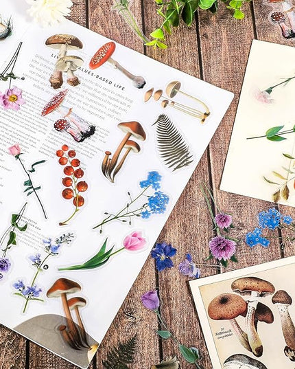 pengxiaomei 200 Pcs Floral Scrapbooking Vintage Stickers, Self-Adhesive Flowers Stickers for Journaling Card Making Scrapbook Style Wall Notebook Letters Window DIY (Mixed Style) Assorted, Multicolor