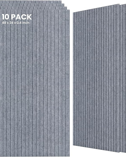10 Pack Large Acoustic Panels,48 x 24 x 0.4 Inch Sound Proof Foam Panels for Walls，Premium Noise Dampening Panels,Sound Panels for Media Room, Office and Studio,African Gray
