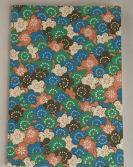 Made in Japan Echizen Washi Notebook with Sakura Watermark (Page 48)& 2 sheetsYuzen Origami Paper Set – Luxury Japanese Stationery Gift (Colorful Floral Tiles)