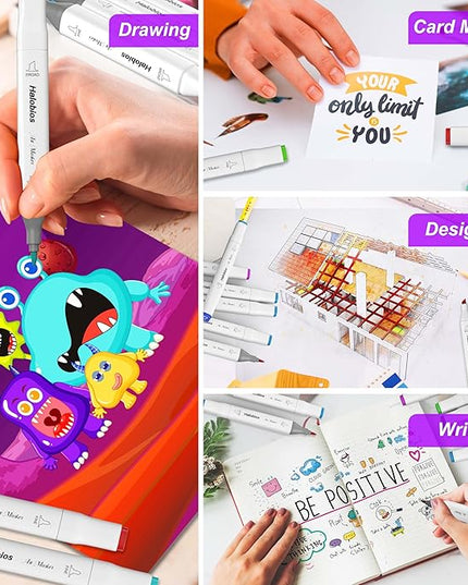 120 Colors Alcohol Markers Set, Dual Tip Fine & Chisel Drawing Markers Alcohol Marker with Case, Marker for Adults Children Coloring Artists Drawing Sketching Card Making and Illustration