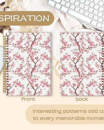 Cherry Blossom Spiral Notebook Journal 5.5x8.3, Pink Floral Journal for Women, Japanese Flower Notebook, Cherry Blossom Gifts, Pink Office Supplies