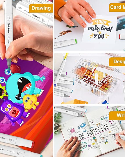 80 Alcohol Markers, Dual Tip Fine & Broad Drawing Markers Alcohol Marker Set with Case, Art Marker for Student Adults Coloring Artists Drawing Sketching Card Making and Illustration