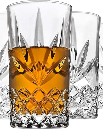 Godinger Highball Glasses, Tall Drinking Glasses, Cocktail Glasses, Glass Cups for Water, Juice, Liquor, Beer or Wine - Set of 4, Shannon Crystal, 12oz