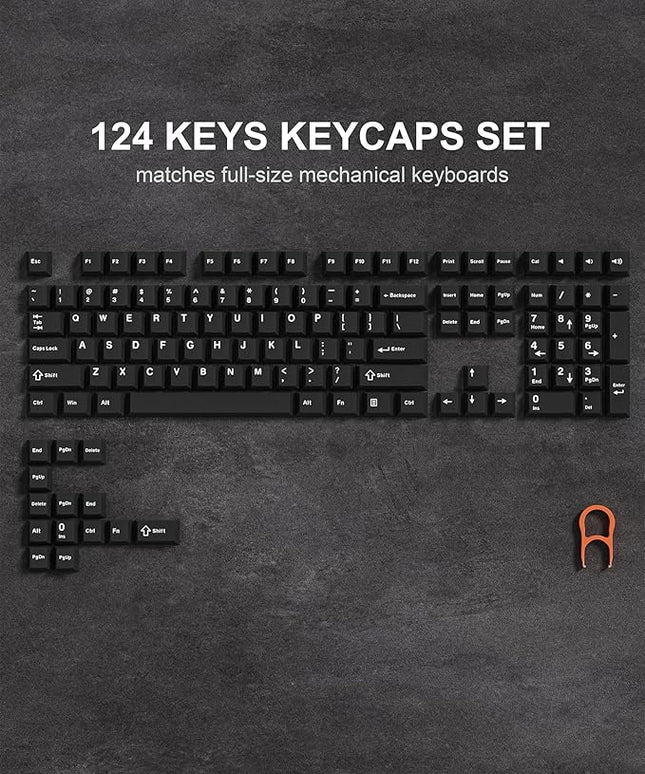 Womier Double Shot PBT Keycaps Set 138 Keys, Cherry Profile Custom Keycaps 60 65 75 100 Percent for 61/64/68/84/87/100/104/108 Retro Gaming Mechanical Keyboard, Black