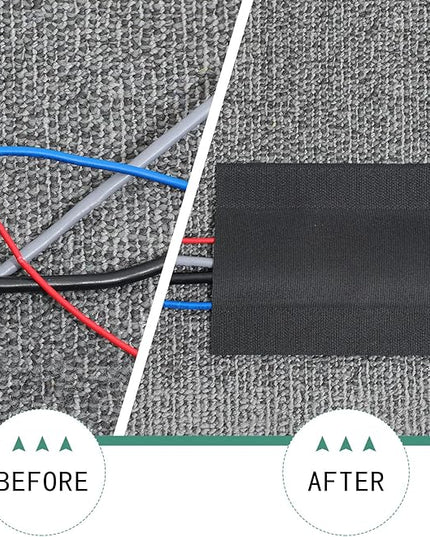 WILLBOND Carpet Cord Cover Cable Protector Floor Cover Cable Protector Management Only for Commercial Office Carpet(98.43 ft,Black)
