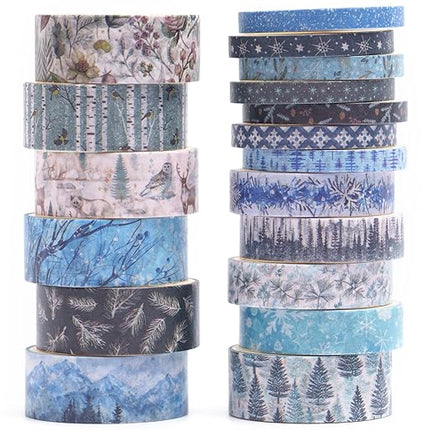 Songdao 18 Rolls Seasons Flowers Washi Tape Set Floral Arts Adhesive Tapes Blooming Garden Decorative Masking Tape Sets for Craft, Kids, Scrapbook, DIY, Gift Wrapping (Winter)