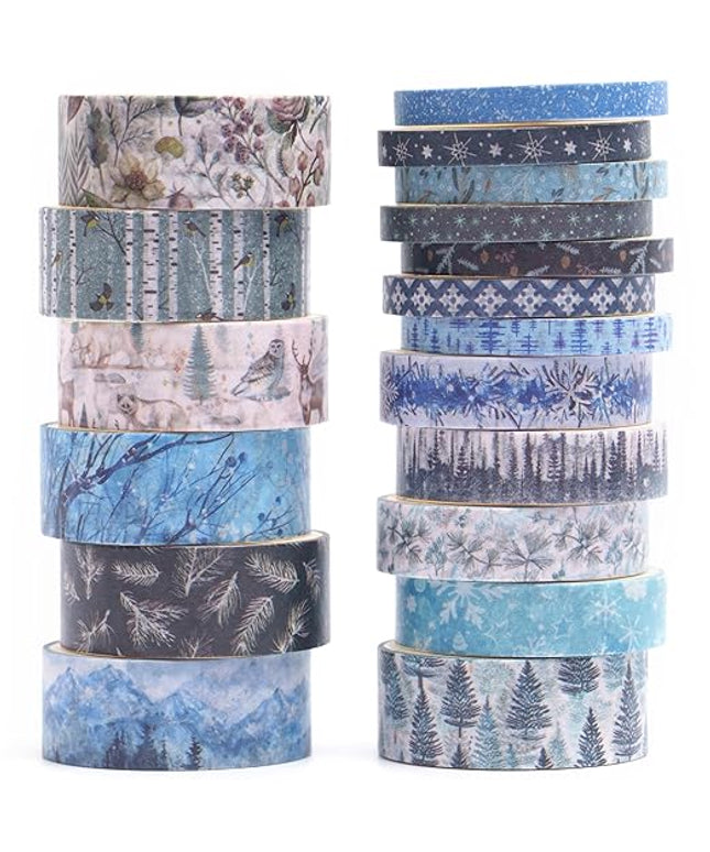 Songdao 18 Rolls Seasons Flowers Washi Tape Set Floral Arts Adhesive Tapes Blooming Garden Decorative Masking Tape Sets for Craft, Kids, Scrapbook, DIY, Gift Wrapping (Winter)