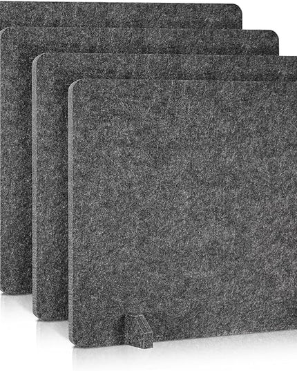 4 Pack Acoustic Desk Dividers - 24" x 20" Freestanding Privacy Panels Set with Noise - Reducing Design Cubicle Sound Proof, Ideal for Office, Classroom, and Home (Dark Gray)
