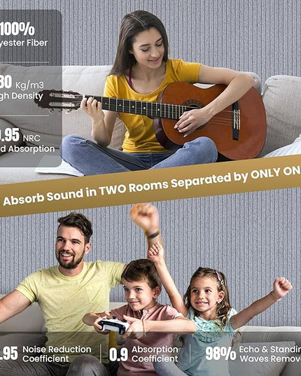 10 Pack Large Acoustic Panels,48 x 24 x 0.4 Inch Sound Proof Foam Panels for Walls，Premium Noise Dampening Panels,Sound Panels for Media Room, Office and Studio,Silver Gray