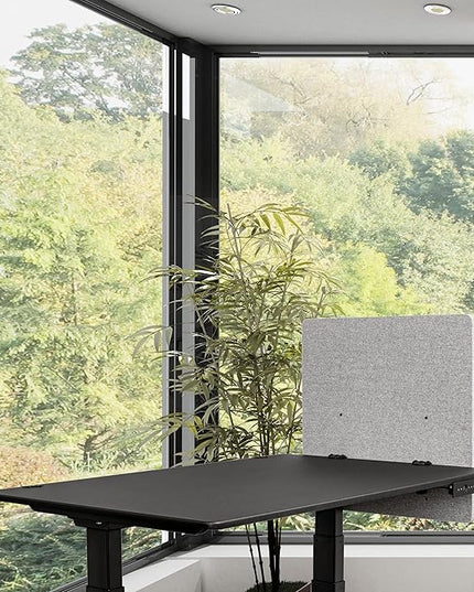 Stand Up Desk Store ReFocus Clamp-on Acoustic Desk Divider Privacy Panel That Reduces Noise and Visual Distractions (Cool Gray, 23.6" x 23.6")