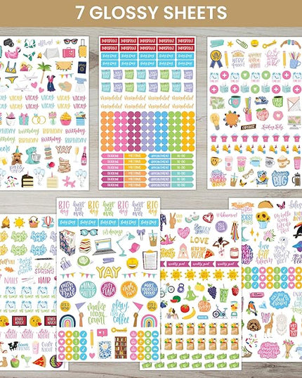 Bloom Daily Planners Newly Improved Classic Planner Sticker Sheets - Variety Sticker Pack for Decorating, Planning, Scrapbooking, etc. - 708 Stickers Per Pack!