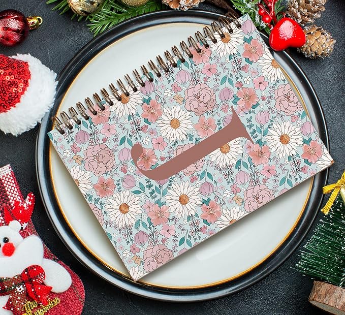 Vintage Floral Personalized Notebook, Initial Letter J Notebook Journal ,Vintage Flower Notebook for Work School Office Supplies,,Monogrammed Notebook for Women Teen Girl,Back to School Supplies 5.5 x 8.3