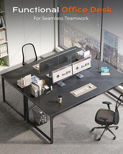 PRAISUN 70.8 X 29.5 Inch Computer Desk with Deeper Desktop, Gaming Office Writing Work Desk for Home Office, Study, Bedroom, Work from Home, Metal Frame, Black