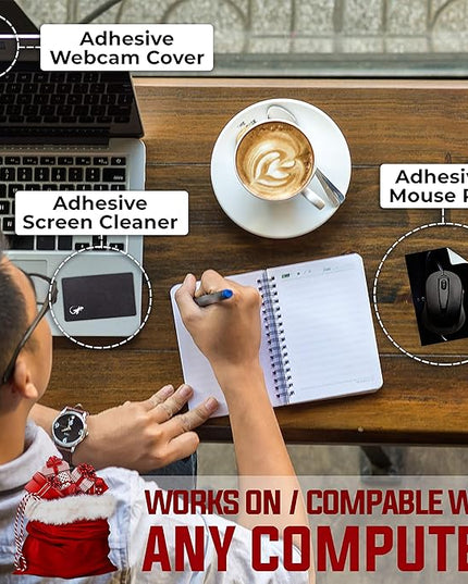 Mouse Pad Adhesive Bottom - Sticks to Any Surface - Portable - Webcam Covers and Screen Cleaner Included (Water Drop)