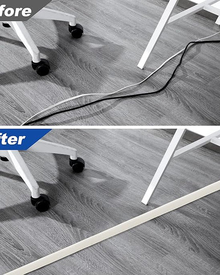 4ft Cord Covers for Wires on Floor, LZEOY Extension Floor Cable Cover, Beige Floor Cable Management, Hide Cord Cover Floor, Electrical Cable Hider Cord Protector Floor, Cable Cavity: 0.78" W x 0.32" H