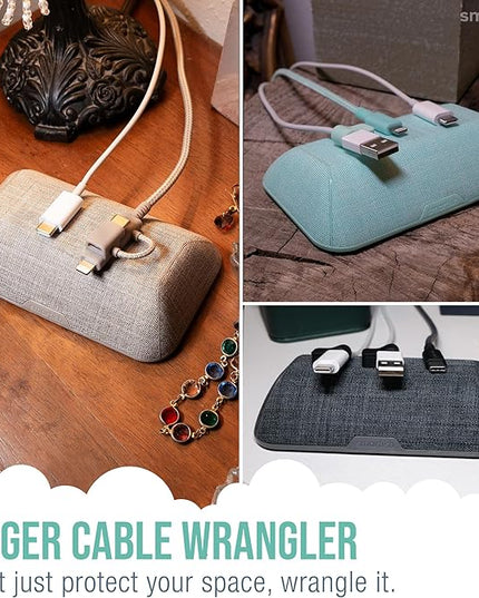 Smartish® Magnetic Cord Holder - Bigger Cable Wrangler Stocking Stuffer Organizer with Magnet Clips for Charger Management on Desktop, Nightstand - Holds 6+ Cables - Lightly Toasted Beige