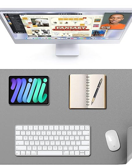 TopMade Mouse Pad with 15W Wireless Charging, XXL Large Leather Desk Mat, Waterproof Gaming Mousepad Home Office Desk Pad Protector, Computer Keyboard Pad, Mouse Mat for MacBook, PC, Laptop, Gray