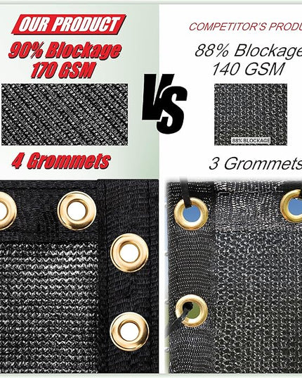 ColourTree Customized Size 6' Black and White Fence Screen Privacy Screen Heavy Duty Cable Zip Ties Included