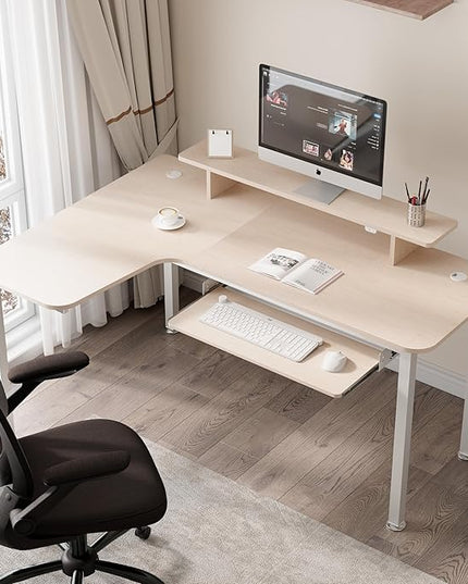 EUREKA ERGONOMIC Adjustable Keyboard Tray Under Desk, 28x11 Inch Large Slide Out Keyboard & Mouse Platform Tray, Wooden Pull Out Computer Keyboard Drawer for Typing Home Office Desk, Maple