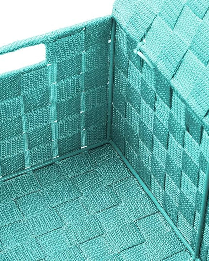 Sorbus Set of 3 Hand-Woven Storage Baskets with Lids – Decorative Wicker Organizers for Home, Closet, or Shelves (Aqua)