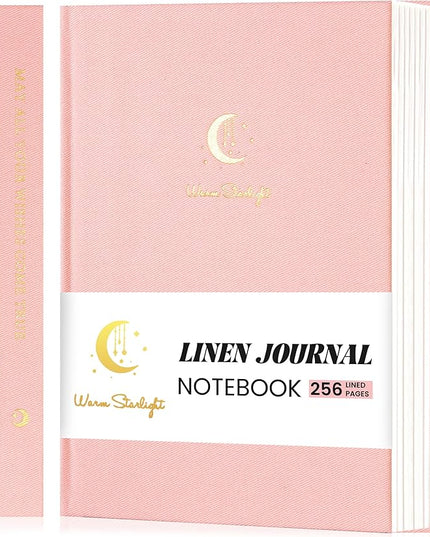 CAGIE Lined Journal Notebook for Women Girls, A5 Hardcover Linen Journals For Writing 256 Pages, Aesthetic Womens Diary, Gifts 8.3'' x 5.7'' Pink
