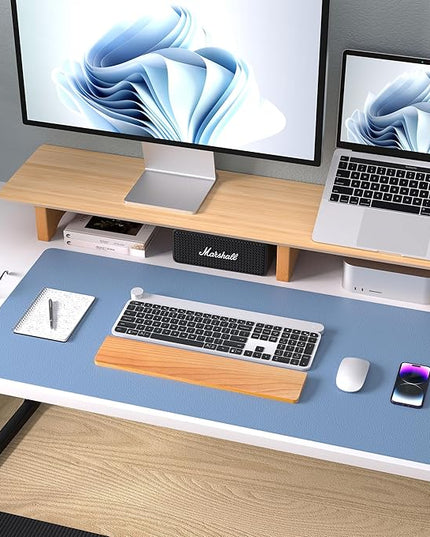 Aothia Leather Desk Pad Protector, Large Mouse Pad, Office Desk Mat, Non-Slip PU Leather Desk Blotter, Laptop Desk Pad, Waterproof Desk Writing Pad for Office and Home (Denim Blue, 23.6" x 13.7")