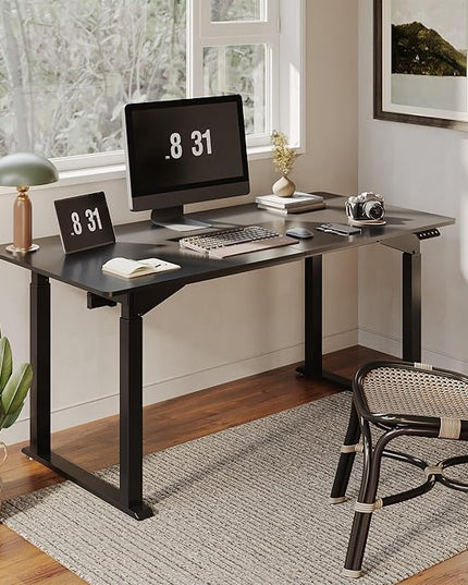 SANODESK 4-Leg Standing Desk, Electric Height Adjustable Desk with Memory Presets for Home Office, Stand up Desk Computer Workstation, 63x28 Inches Black