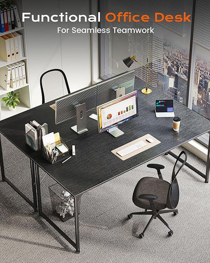 PRAISUN 54 X 24 Inch Computer Desk with Deeper Desktop, Gaming Office Writing Work Desk for Home Office, Study, Bedroom, Work from Home, Metal Frame, Black