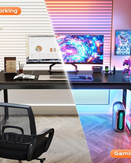 Huuger 63 x 24 inch Desk with Power Outlets & USB-C, Deeper & Thicker Desktop, Robust Metal Tubes, Computer Desk, Heavy Duty Office Desk, Work Gaming Desk, for Home Office, Black