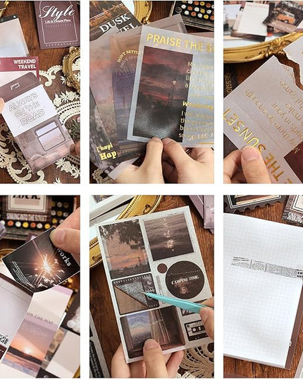Scrapbooking Supplies Kit, Aesthetic Daily Life Travel Scrapbook Kit for Bullet Junk Journal, Stationery, A6 Grid Notebook, Flower DIY Journaling Supplies, Birthday Craft Gift Teen Girl Women