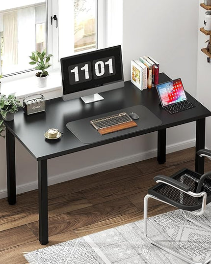Need Computer Desk, 47 inch Home Office Desk, Modern Simple Style Home Office Gaming Desk, Basic Writing Table for Study Student, Black Metal Frame, Black