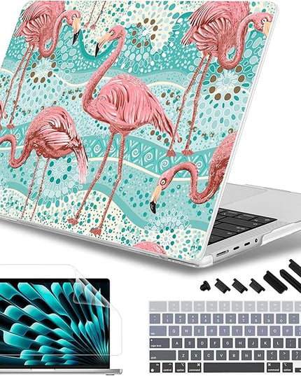 May Chen Case for MacBook Pro 14 inch, Models A2442 A2779 A2918 A2992 A3401 A3185 A3112 A3434, M1 M2 M3 M4 M5 Chip (2021-2025 Release), Plastic Hard Shell Case with Keyboard Cover, Flamingo