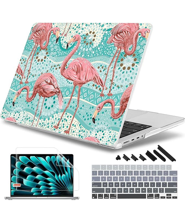 May Chen Case for MacBook Pro 14 inch, Models A2442 A2779 A2918 A2992 A3401 A3185 A3112 A3434, M1 M2 M3 M4 M5 Chip (2021-2025 Release), Plastic Hard Shell Case with Keyboard Cover, Flamingo