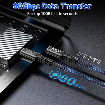 USB 80Gbps Data Cable 3.3ft, Bandwidth for 16K/Dual 8K, 240W/5A Fast Charging, Braided USB C Video Cable Compatible Thunderbolt 4/5, SSD, MacBook M4 Pro,Dock,eGPU/USB 4 Monitor