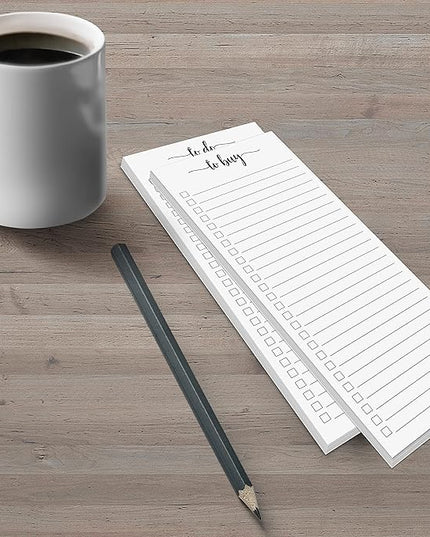 321Done (1 To Do (1) To Buy List Notepad 2-Pack - 3.7x8.5 (Slim, Skinny, Handheld - College Ruled) - Minimalist Memo Pad for ToDos, Tasks, Shopping, Grocery, Organizing, Planning - Made in the USA