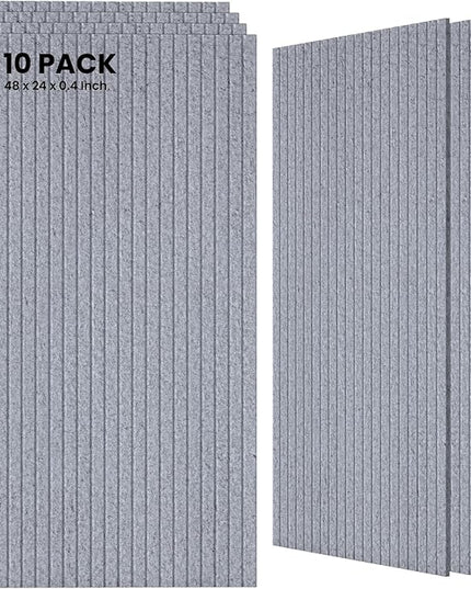 10 Pack Large Acoustic Panels,48 x 24 x 0.4 Inch Sound Proof Foam Panels for Walls，Premium Noise Dampening Panels,Sound Panels for Media Room, Office and Studio,Silver Gray