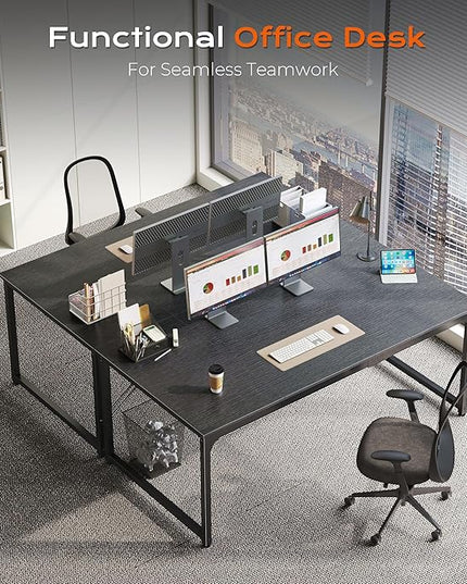 PRAISUN 63 X 29.5 Inch Computer Desk with Deeper Desktop, Gaming Office Writing Work Desk for Home Office, Study, Bedroom, Work from Home, Metal Frame, Black