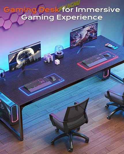 PRAISUN 78.7 X 29.5 Inch Computer Desk with Deeper Desktop, Long Gaming Office Writing Work Desk for Home Office, Study, Bedroom, Work from Home, Metal Frame, Black
